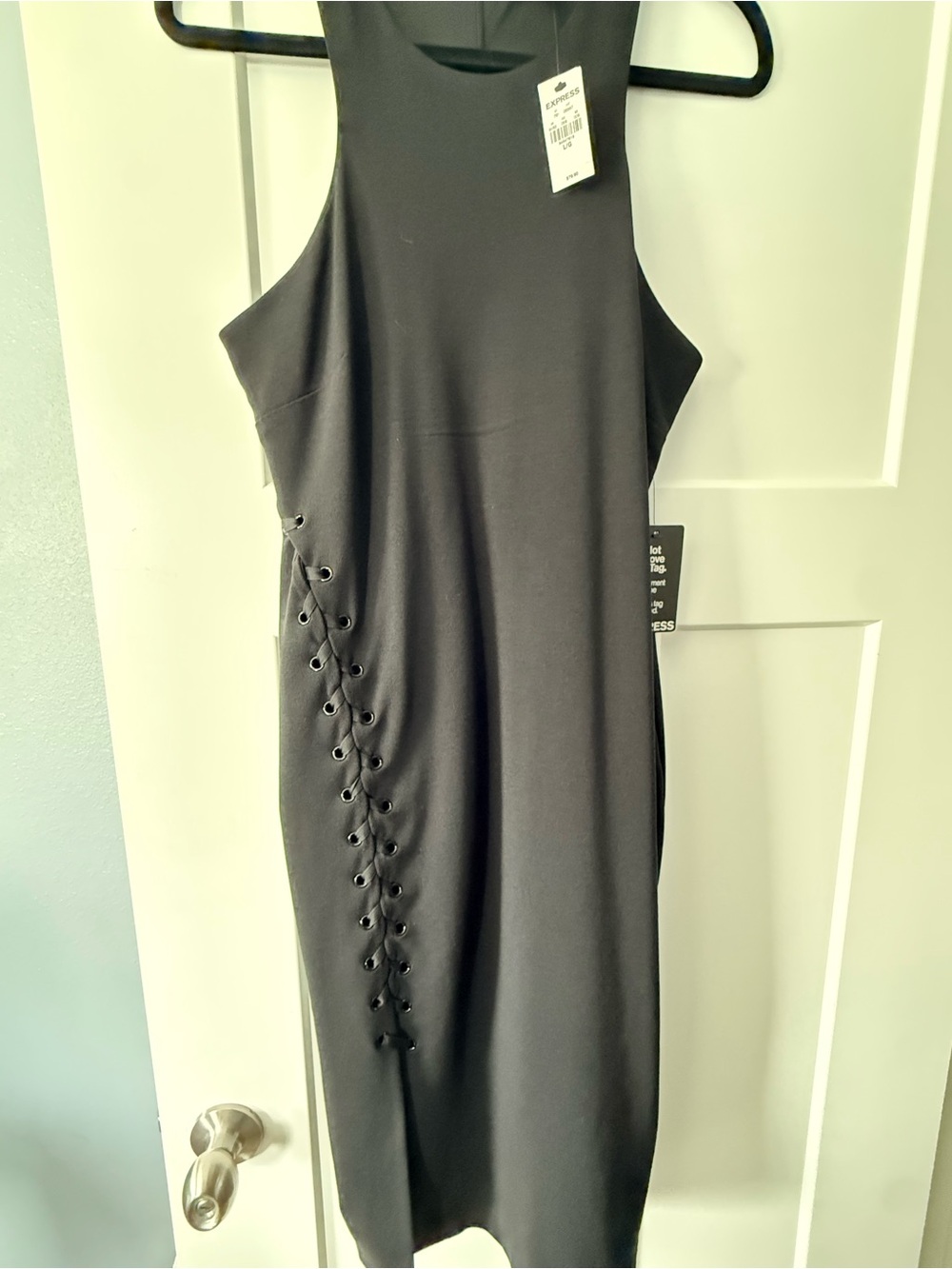 Express Black Sleeveless Lace-Up Side Midi Dress